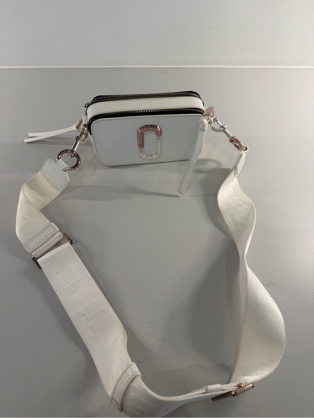 Marc Jacobs White Dual-Zip Camera Crossbody with Wide Strap